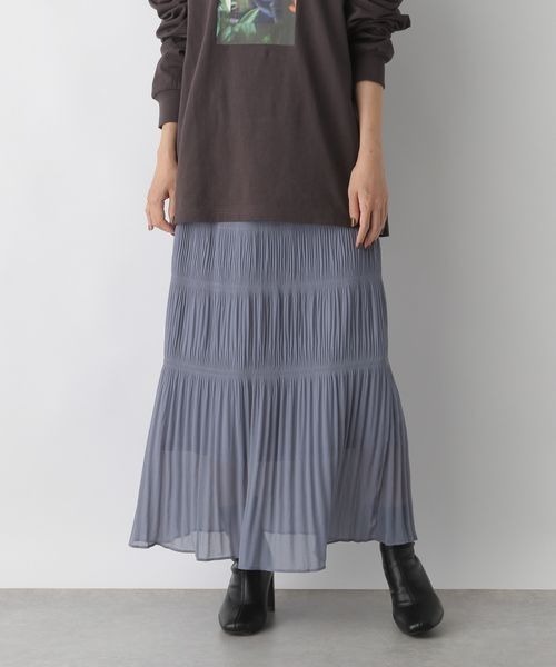 LOWRYS FARM（ローリーズファーム）の「シャーリングＩラインスカート　169157（スカート・レディース・アイボリー/ブラック/ブルー・FREE）」の10枚目の写真