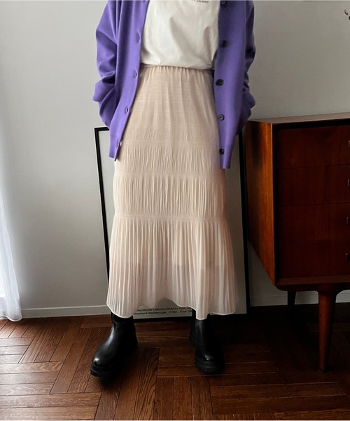 LOWRYS FARM（ローリーズファーム）の「シャーリングＩラインスカート　169157（スカート・レディース・アイボリー/ブラック/ブルー・FREE）」の19枚目の写真