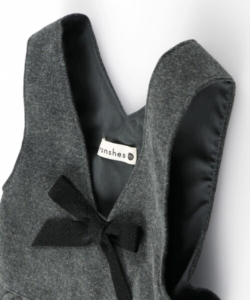 BRANSHES（ブランシェス）の「【ハレの日】リボン付きジャンパースカート（ジャンパースカート・キッズ・チャコールグレー/ピンク・90/100/110/120/130/140/150）」の6枚目の写真