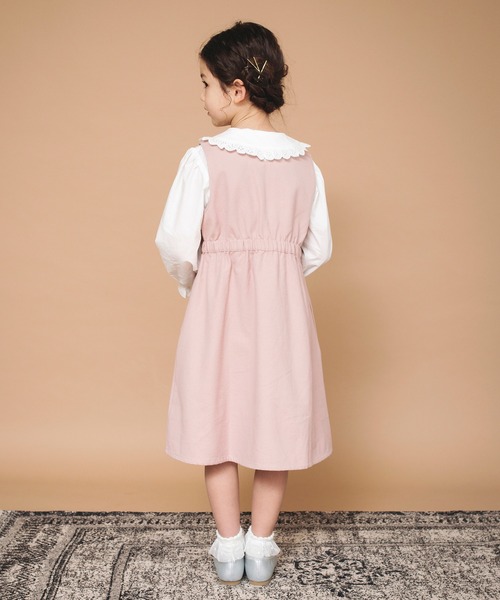 BRANSHES（ブランシェス）の「【ハレの日】リボン付きジャンパースカート（ジャンパースカート・キッズ・チャコールグレー/ピンク・90/100/110/120/130/140/150）」の11枚目の写真