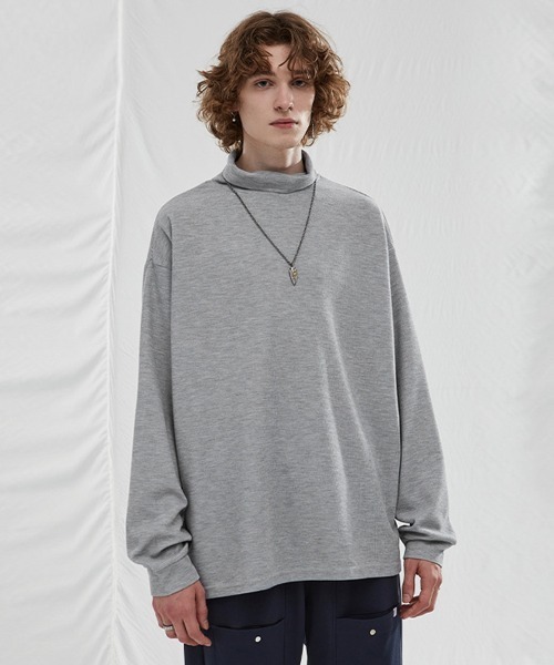 Ressaca(レサーカ)の「オーバーサイズ ワッフル タートルネック長袖カットソー(Tシャツ/カットソー・メンズ・ベージュ/ブラック/グレー・M/L/XL)」の21枚目の写真
