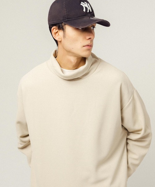 Ressaca(レサーカ)の「オーバーサイズ ワッフル タートルネック長袖カットソー(Tシャツ/カットソー・メンズ・ベージュ/ブラック/グレー・M/L/XL)」の13枚目の写真