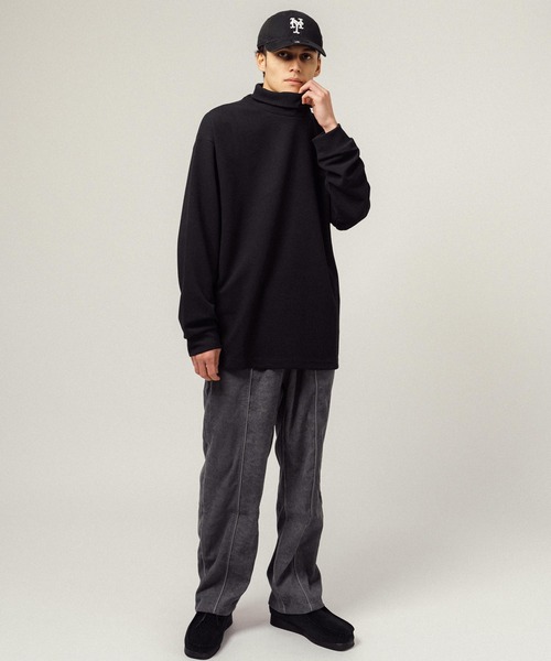 Ressaca(レサーカ)の「オーバーサイズ ワッフル タートルネック長袖カットソー(Tシャツ/カットソー・メンズ・ベージュ/ブラック/グレー・M/L/XL)」の12枚目の写真