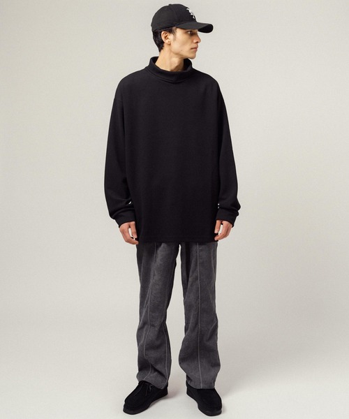 Ressaca(レサーカ)の「オーバーサイズ ワッフル タートルネック長袖カットソー(Tシャツ/カットソー・メンズ・ベージュ/ブラック/グレー・M/L/XL)」の16枚目の写真