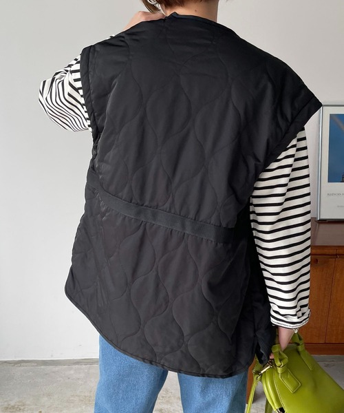 210nouve（トゥージュヌーブ）の「2WAYキルティングノーカラージャケット（ノーカラージャケット・レディース・ライトカーキ/アイボリー/ブラック・FREE）」の13枚目の写真