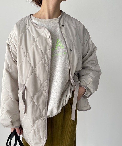 210nouve（トゥージュヌーブ）の「2WAYキルティングノーカラージャケット（ノーカラージャケット・レディース・ライトカーキ/アイボリー/ブラック・FREE）」の22枚目の写真