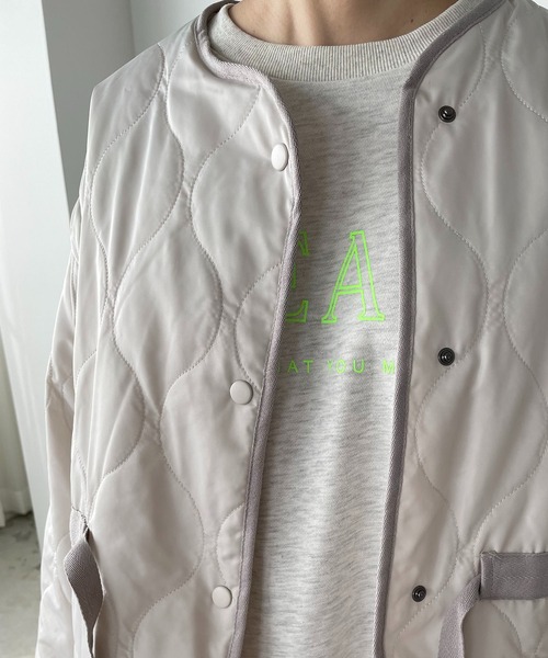 210nouve（トゥージュヌーブ）の「2WAYキルティングノーカラージャケット（ノーカラージャケット・レディース・ライトカーキ/アイボリー/ブラック・FREE）」の9枚目の写真