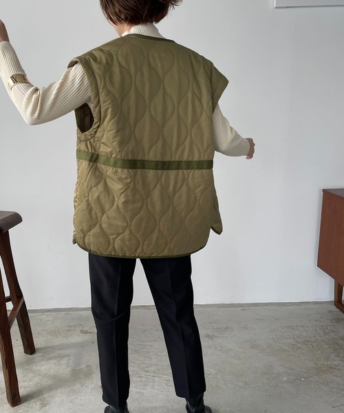 210nouve（トゥージュヌーブ）の「2WAYキルティングノーカラージャケット（ノーカラージャケット・レディース・ライトカーキ/アイボリー/ブラック・FREE）」の7枚目の写真