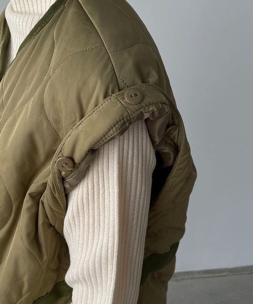 210nouve（トゥージュヌーブ）の「2WAYキルティングノーカラージャケット（ノーカラージャケット・レディース・ライトカーキ/アイボリー/ブラック・FREE）」の16枚目の写真