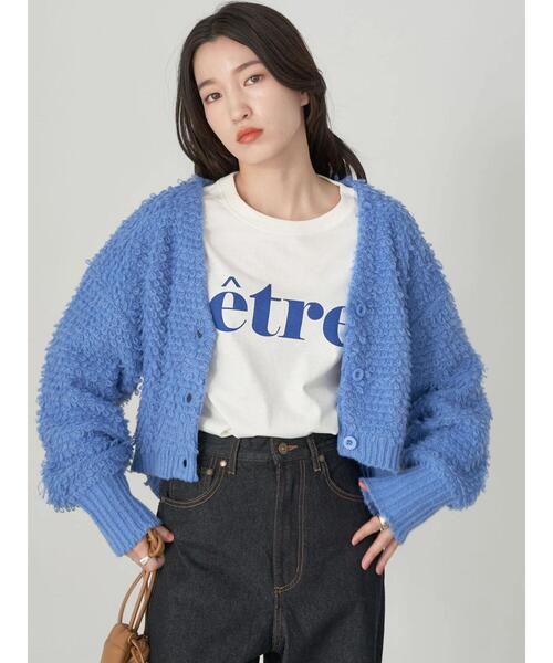 earth music&ecology（アースミュージックアンドエコロジー）の「ループ編みショートニットカーディガン knit cardigan（カーディガン/ボレロ・レディース・モカ/サックスブルー/ホワイト系その他2/ラベンダー・FREE）」の7枚目の写真