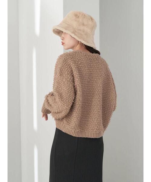 earth music&ecology（アースミュージックアンドエコロジー）の「ループ編みショートニットカーディガン knit cardigan（カーディガン/ボレロ・レディース・モカ/サックスブルー/ホワイト系その他2/ラベンダー・FREE）」の12枚目の写真