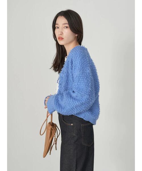 earth music&ecology（アースミュージックアンドエコロジー）の「ループ編みショートニットカーディガン knit cardigan（カーディガン/ボレロ・レディース・モカ/サックスブルー/ホワイト系その他2/ラベンダー・FREE）」の14枚目の写真