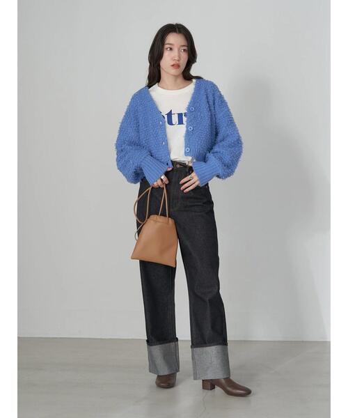 earth music&ecology（アースミュージックアンドエコロジー）の「ループ編みショートニットカーディガン knit cardigan（カーディガン/ボレロ・レディース・モカ/サックスブルー/ホワイト系その他2/ラベンダー・FREE）」の16枚目の写真