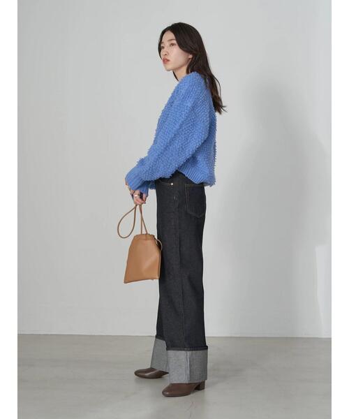 earth music&ecology（アースミュージックアンドエコロジー）の「ループ編みショートニットカーディガン knit cardigan（カーディガン/ボレロ・レディース・モカ/サックスブルー/ホワイト系その他2/ラベンダー・FREE）」の18枚目の写真