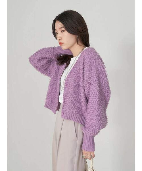earth music&ecology（アースミュージックアンドエコロジー）の「ループ編みショートニットカーディガン knit cardigan（カーディガン/ボレロ・レディース・モカ/サックスブルー/ホワイト系その他2/ラベンダー・FREE）」の21枚目の写真