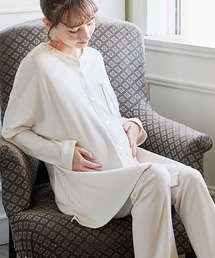 ふわふわスムース無地パジャマ(マタニティ/授乳服)授乳楽々 妊婦服 産前・産後対応