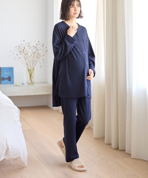 Rosemadame（ローズマダム）の「ふわふわスムース無地パジャマ（マタニティ/授乳服）授乳楽々 妊婦服 産前・産後対応（マタニティウェア/グッズ・レディース・ライトグレー/ベージュ/アイボリー/モカ/ブルーグレー/ネイビー・MEDIUM/LARGE/X-LARGE）」の20枚目の写真