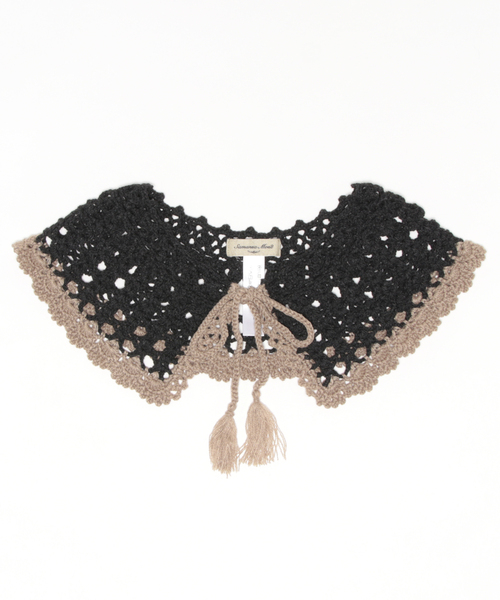 Samansa Mos2（サマンサ モスモス）の「手編みバイカラーニット付け襟（付け襟・レディース・モカ/チャコール/ベージュ・ﾌﾘ-）」の2枚目の写真