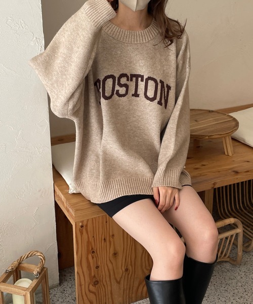 LE MORE（リモア）の「ロゴニットプルオーバー（ニット/セーター・レディース・グレー/ベージュ・FREE）」の20枚目の写真