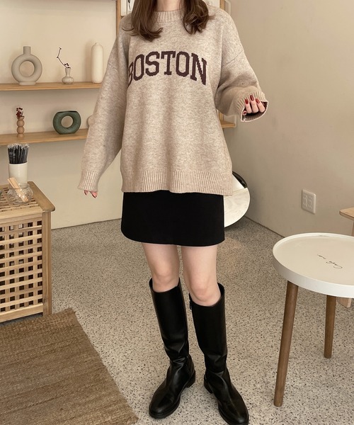 LE MORE（リモア）の「ロゴニットプルオーバー（ニット/セーター・レディース・グレー/ベージュ・FREE）」の21枚目の写真