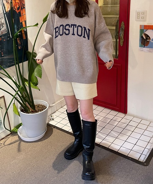 LE MORE（リモア）の「ロゴニットプルオーバー（ニット/セーター・レディース・グレー/ベージュ・FREE）」の9枚目の写真