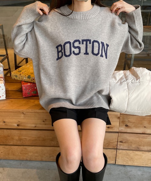 LE MORE（リモア）の「ロゴニットプルオーバー（ニット/セーター・レディース・グレー/ベージュ・FREE）」の10枚目の写真