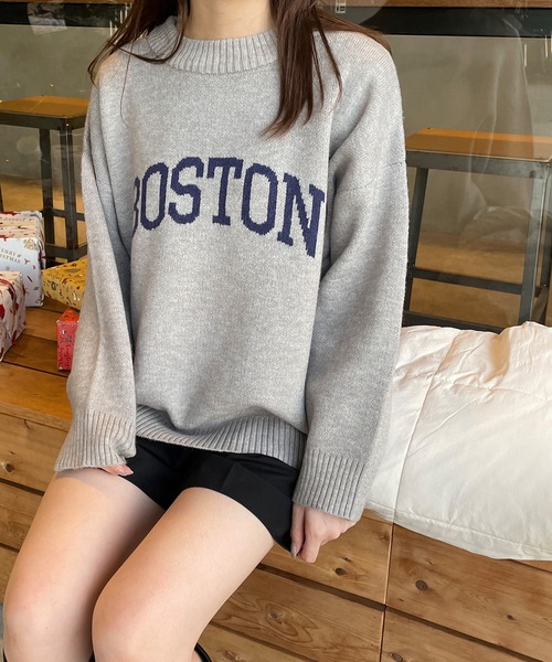 LE MORE（リモア）の「ロゴニットプルオーバー（ニット/セーター・レディース・グレー/ベージュ・FREE）」の11枚目の写真