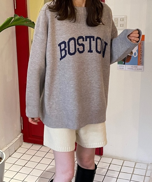 LE MORE（リモア）の「ロゴニットプルオーバー（ニット/セーター・レディース・グレー/ベージュ・FREE）」の14枚目の写真