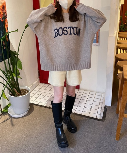 LE MORE（リモア）の「ロゴニットプルオーバー（ニット/セーター・レディース・グレー/ベージュ・FREE）」の16枚目の写真