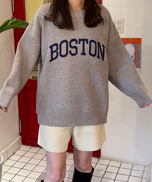 LE MORE（リモア）の「ロゴニットプルオーバー（ニット/セーター・レディース・グレー/ベージュ・FREE）」の17枚目の写真