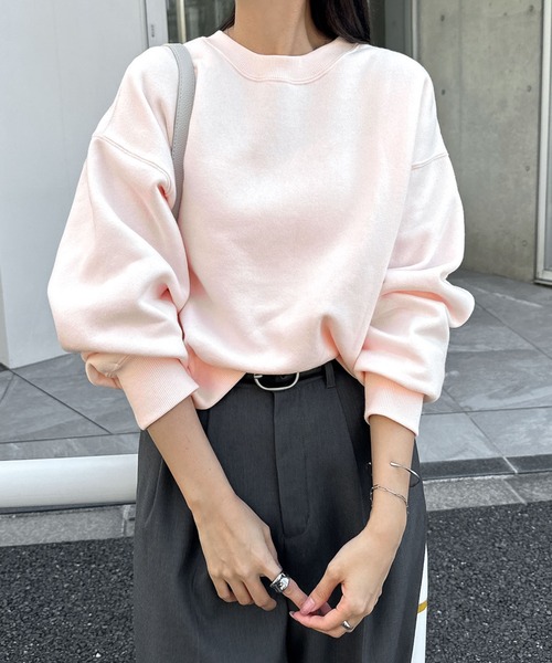 andme（アンドミー）の「【新色追加】裏起毛2wayスウェットカーディガン（スウェット・レディース・ブルー/ブラック/ブラウン/オートミール/オレンジ/ライトブラウン/ブルー系その他/キナリ/スミクロ/ネイビー/ピンク/杢グレー・M/L）」の11枚目の写真