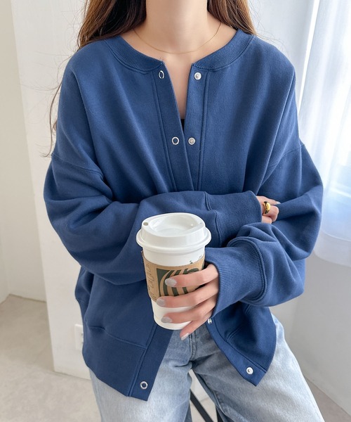 セール】【新色追加】裏起毛2wayスウェットカーディガン（スウェット