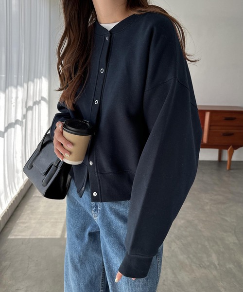 andme（アンドミー）の「【新色追加】裏起毛2wayスウェットカーディガン（スウェット・レディース・ブルー/ブラック/ブラウン/オートミール/オレンジ/ライトブラウン/ブルー系その他/キナリ/スミクロ/ネイビー/ピンク/杢グレー・M/L）」の22枚目の写真