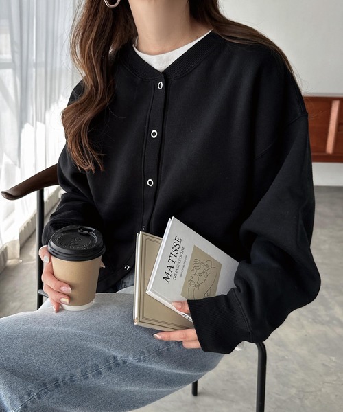 andme（アンドミー）の「【新色追加】裏起毛2wayスウェットカーディガン（スウェット・レディース・ブルー/ブラック/ブラウン/オートミール/オレンジ/ライトブラウン/ブルー系その他/キナリ/スミクロ/ネイビー/ピンク/杢グレー・M/L）」の20枚目の写真