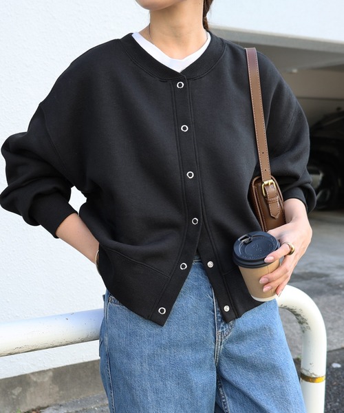 andme（アンドミー）の「【新色追加】裏起毛2wayスウェットカーディガン（スウェット・レディース・ブルー/ブラック/ブラウン/オートミール/オレンジ/ライトブラウン/ブルー系その他/キナリ/スミクロ/ネイビー/ピンク/杢グレー・M/L）」の19枚目の写真