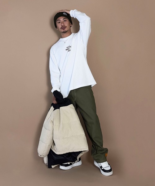 Re:room ★新品未使用品★ ラインロゴリブベロアTシャツ & ショーツ リルームグラフィックプリントビッグロングスリーブ（Tシャツ