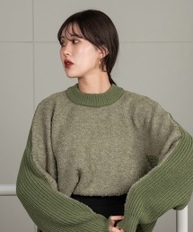 double pattern crew neck knit