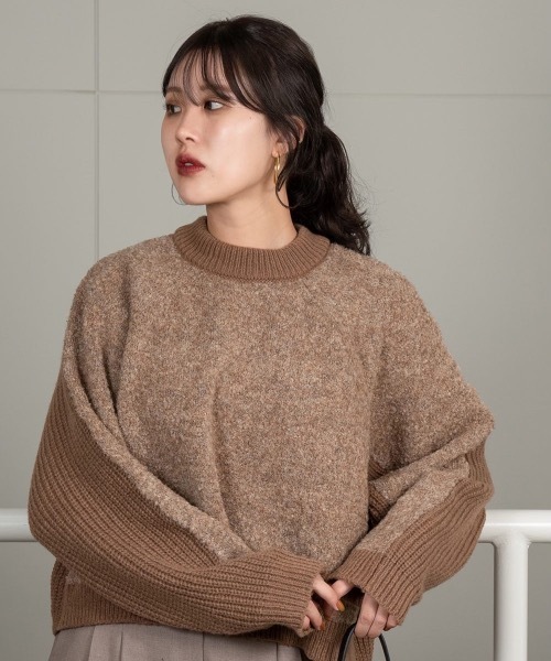 Amiur(エミレ)の「double pattern crew neck knit(ニット/セーター・レディース・アイボリー/ブラウン/グリーン・FREE)」の10枚目の写真