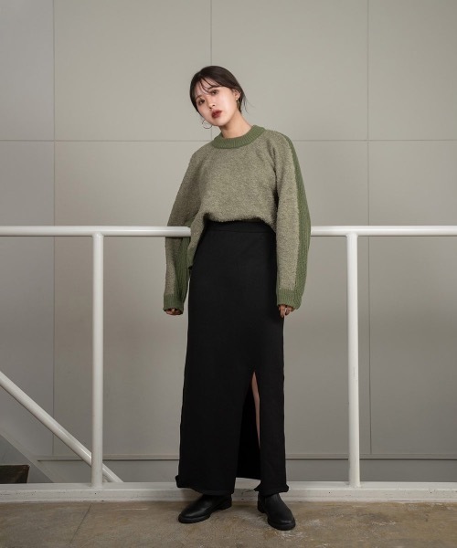 Amiur(エミレ)の「double pattern crew neck knit(ニット/セーター・レディース・アイボリー/ブラウン/グリーン・FREE)」の11枚目の写真