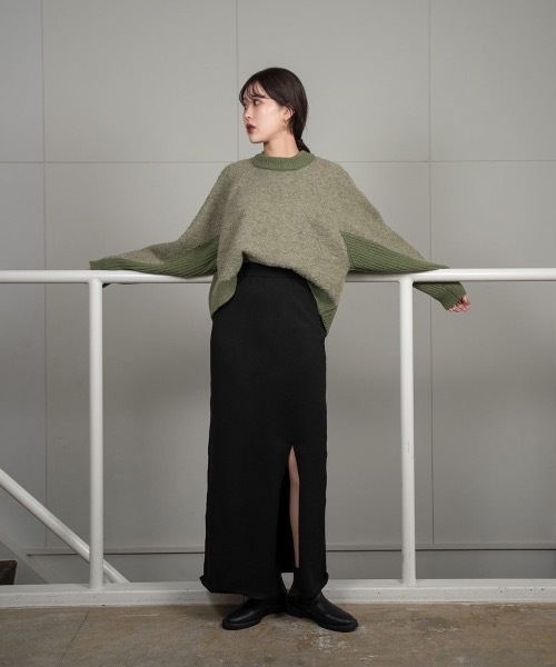 Amiur(エミレ)の「double pattern crew neck knit(ニット/セーター・レディース・アイボリー/ブラウン/グリーン・FREE)」の12枚目の写真