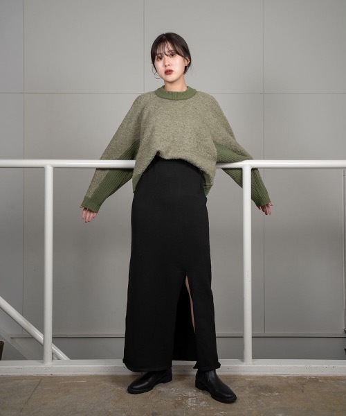 Amiur(エミレ)の「double pattern crew neck knit(ニット/セーター・レディース・アイボリー/ブラウン/グリーン・FREE)」の13枚目の写真