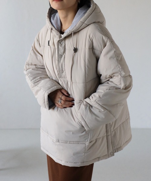ap retro（アプレトロ）の「アノラックエコダウンブルゾン/フードパディングブルゾン（ダウンジャケット/コート・レディース・ブラック/カーキ/グレー/アイボリー・FREE）」の18枚目の写真