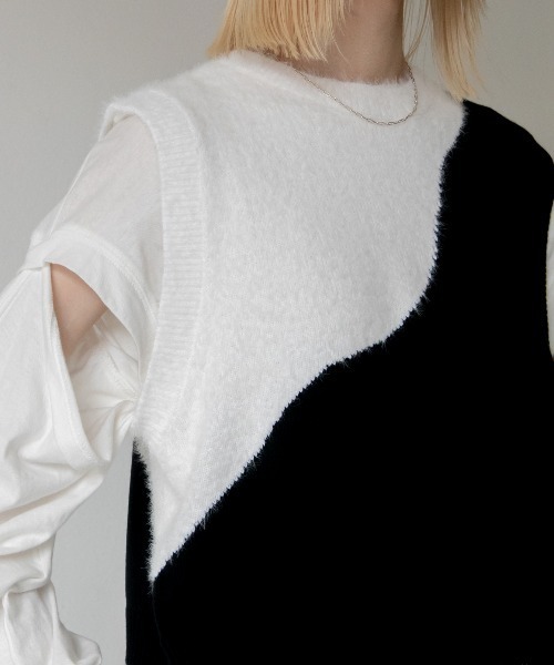 VACANCY（ヴァカンシー）の「配色ウェーブニットベスト（ベスト・レディース・ブラック/グレー・FREE）」の18枚目の写真