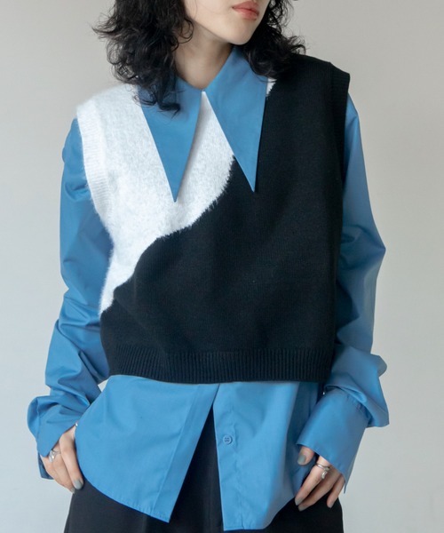 VACANCY（ヴァカンシー）の「配色ウェーブニットベスト（ベスト・レディース・ブラック/グレー・FREE）」の11枚目の写真
