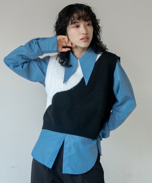 VACANCY（ヴァカンシー）の「配色ウェーブニットベスト（ベスト・レディース・ブラック/グレー・FREE）」の12枚目の写真