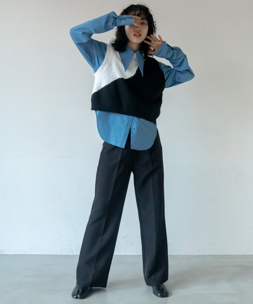 VACANCY（ヴァカンシー）の「配色ウェーブニットベスト（ベスト・レディース・ブラック/グレー・FREE）」の15枚目の写真