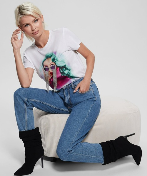 Guess（ゲス）の「Fringe Glasses Easy Tee（Tシャツ/カットソー・レディース・ホワイト・SMALL/X-SMALL/MEDIUM）」の5枚目の写真