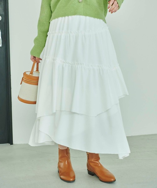 Edit Sheen（エディットシーン）の「ランダムティアードスカート（スカート・レディース・ホワイト/ブラック・M）」の14枚目の写真