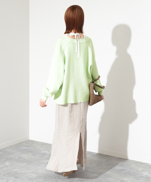 SLOBE IENA（スローブイエナ）の「スムースニットカーディガン（カーディガン/ボレロ・レディース・グリーン/ホワイト/ブルー/ネイビー・FREE）」の19枚目の写真