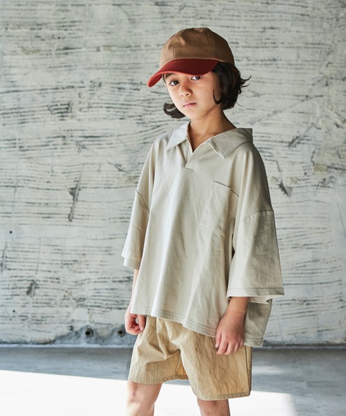 PAIRMANON STREET（ペアマノンストリート）の「【PAIRMANON STREET】【プレミアムコットン100】ポロシャツ半袖異素材ショートパンツセットアップ（セットアップ・キッズ・ブラック/レッド/グリーン/ライトベージュ・90/100/110/120/130/140/150）」の2枚目の写真